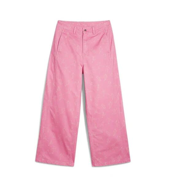 Puma x KidSuper Studios Pink Wide Leg Pants Women’s L Collab Streetwear - Picture 1 of 6